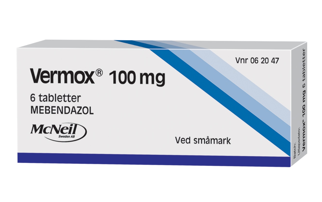 Vermox 6 tabletter mot småmark, 100 mg